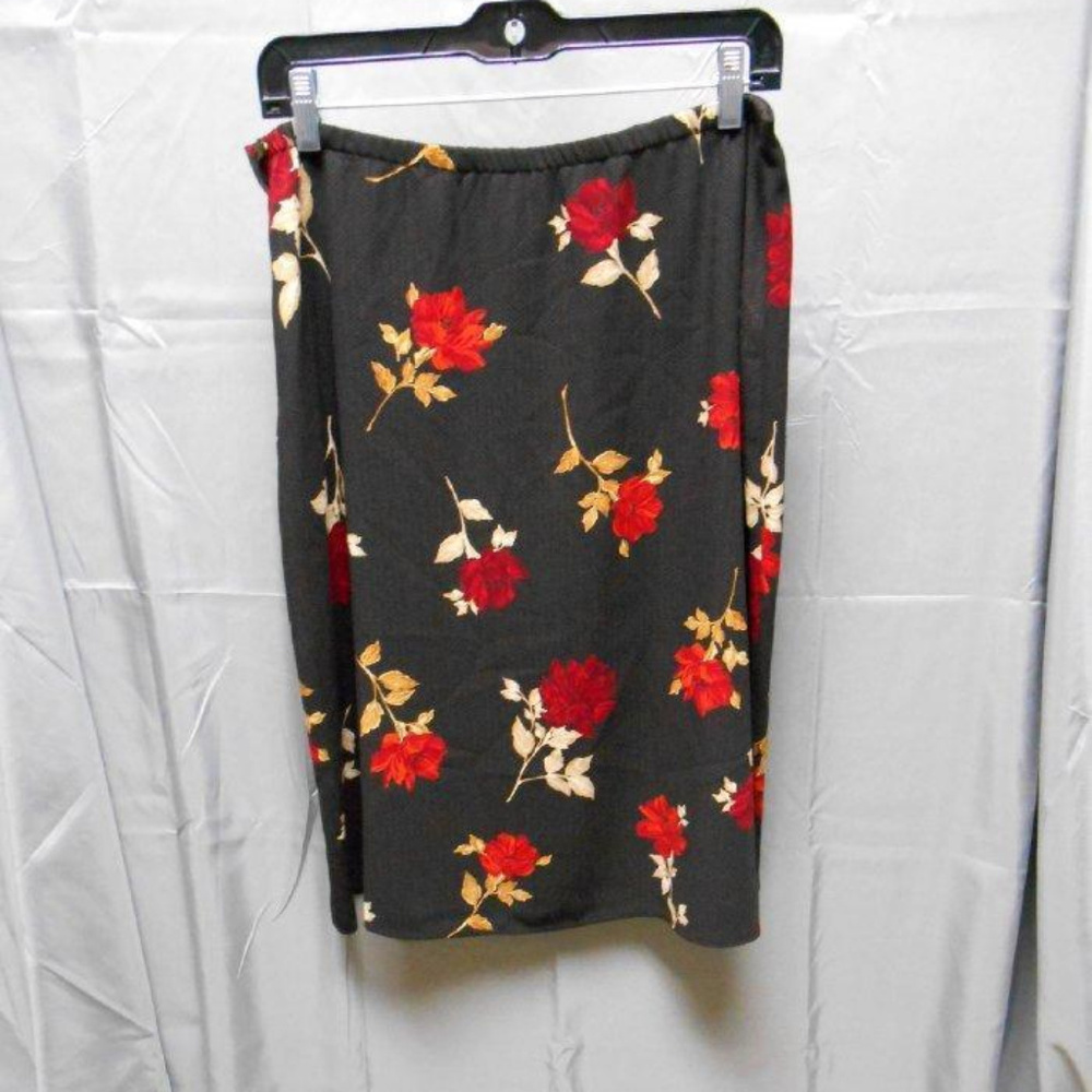 Villager Liz Claiborne brown floral skirt 12 - Picture 2 of 2